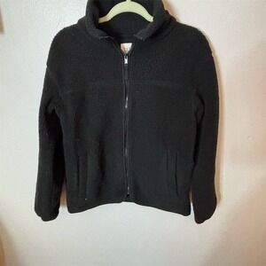 Gap Women's Sherpa Fleece Jacket Black‎ Size S Casual Mid-Length